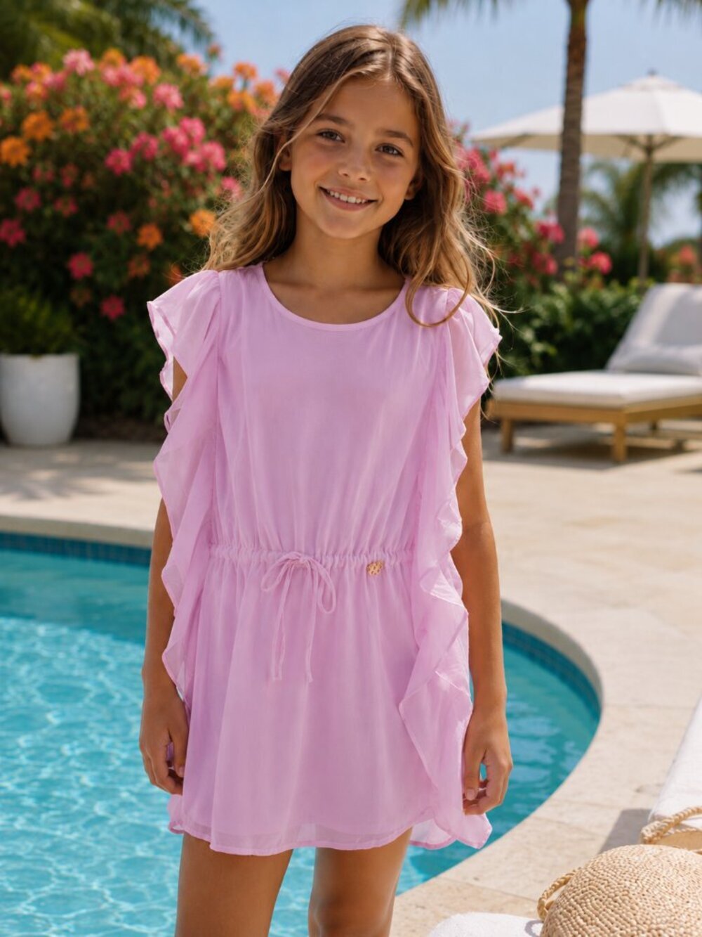Tommy Bahama Kids Swim Coverup 16 NWT Pink Chiffon Ruffle Vacation Beach Pool